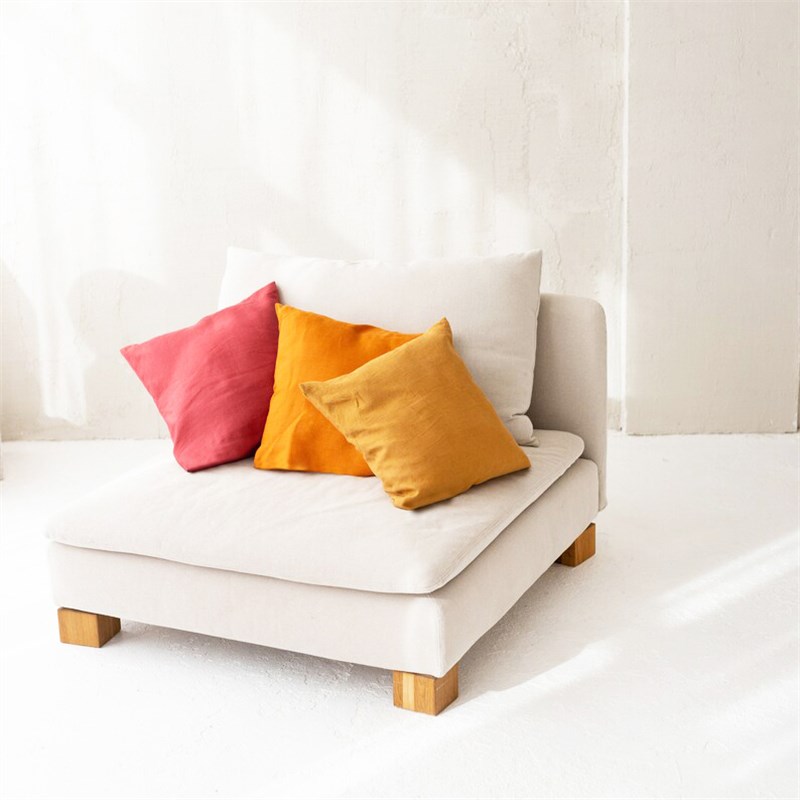 天然亚麻靠背客厅沙发抱枕5x5CM纯色飘窗抱枕床头靠垫高级感