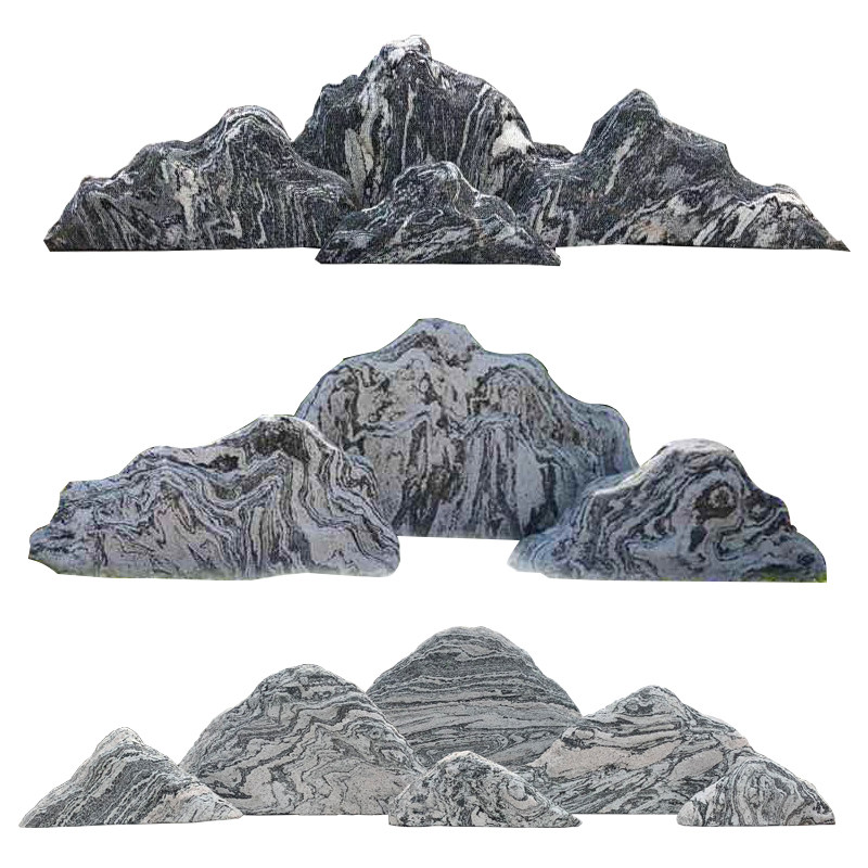 雪浪石切片组合天然造景石大型泰山石雕小假山室内庭院枯山水造景