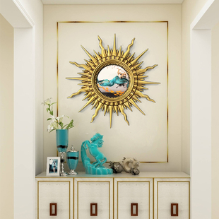 修镜框壁炉壁挂镜 饰镜玄关镜子壁饰挂墙面装 欧式 餐厅客厅太阳神装