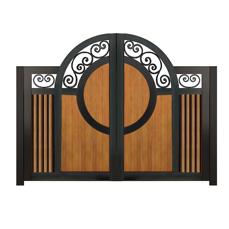 木纹铝合金花园门庭院门民宿院子门农村自建别墅电动门铝艺别墅大