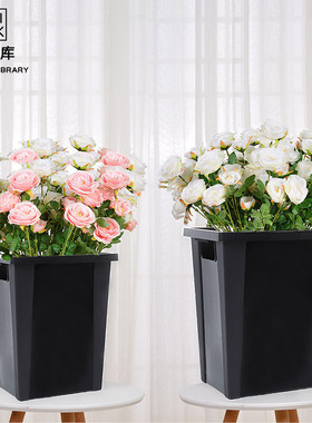 长方形鲜花花桶塑料养花桶醒花桶家用插花桶花店用大号黑色醒花桶