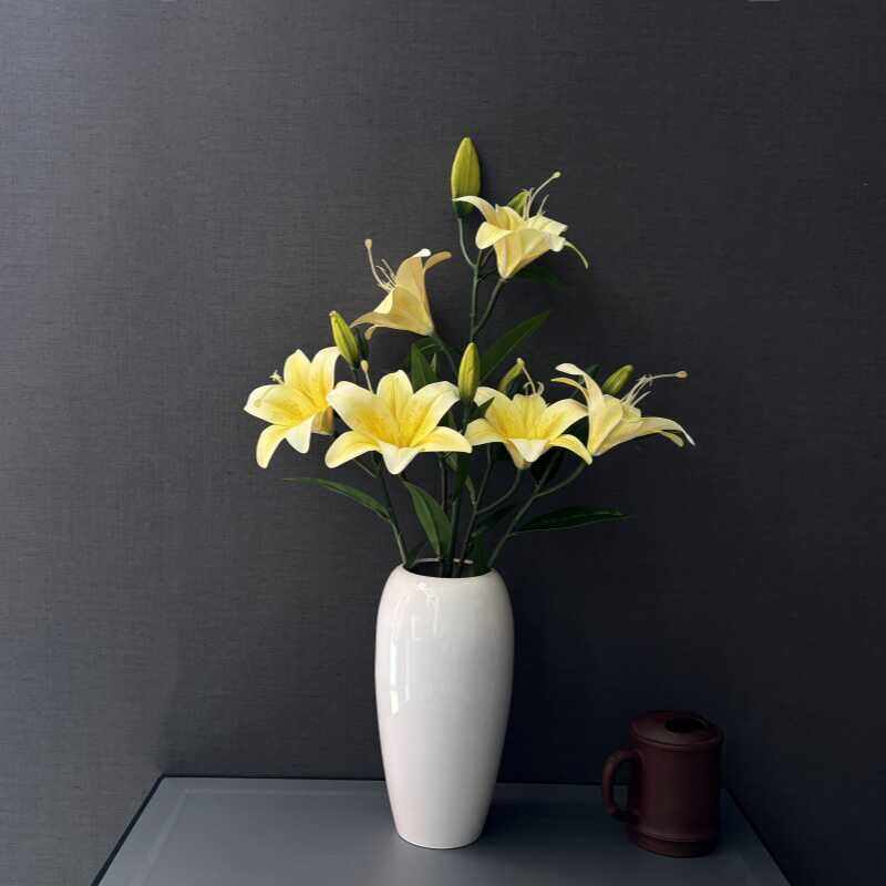 百合花仿真花手感塑料仿真花假花婚礼装饰道具新家客厅桌面插花