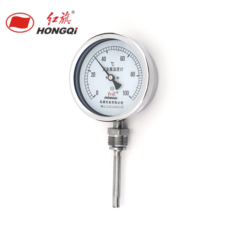 红旗WSS-11BF不锈钢金属温度计0~100径向温度表锅炉管道工业