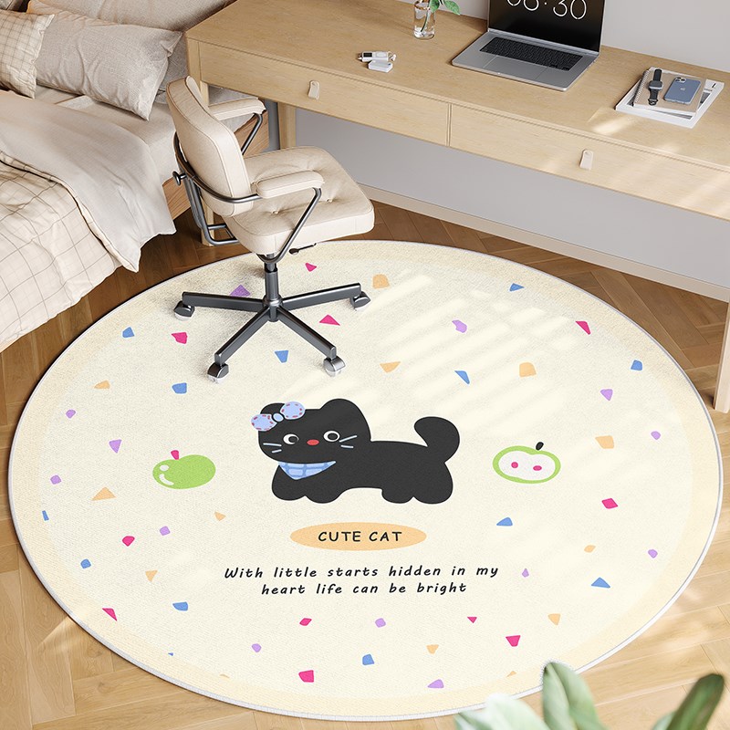 圆形地毯卡通少女毯卧室书房梳妆台椅子垫防滑转椅地垫儿童房布置