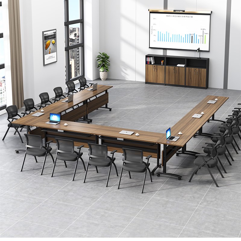 可折叠会议培训桌椅移动拼接多功能办公长条人带轮简易课桌