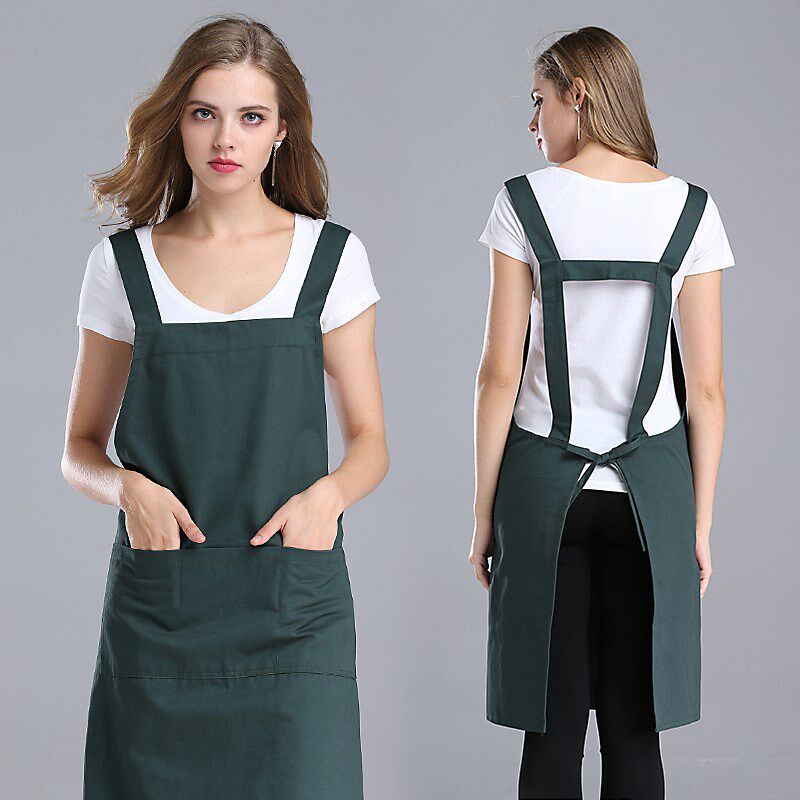 无袖个性围裙防水防油长款薄款后厨女式餐饮工厂食堂夏季夏天创意