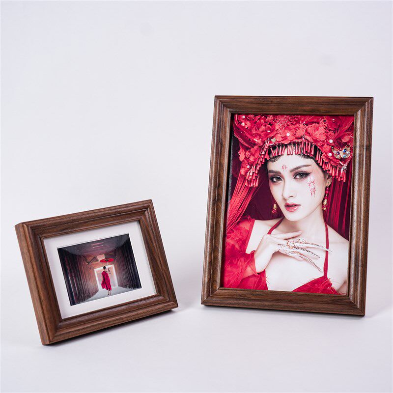 10寸北美黑胡桃挂墙相框8寸相框摆台12寸挂墙胡桃木画框A4展示框