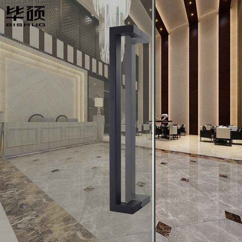 加厚不锈钢玻璃门拉手简易对装推拉办公室商场门把手扶手黑色