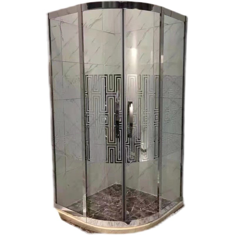 淋浴房浴室卫生间干湿分离玻璃隔断移门弧扇形简易家用洗浴房定制