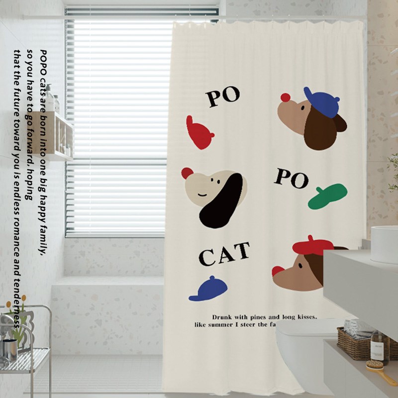 腊肠狗新款浴帘隔断帘防水高档家用卫生间淋浴洗澡防霉免打孔挂帘