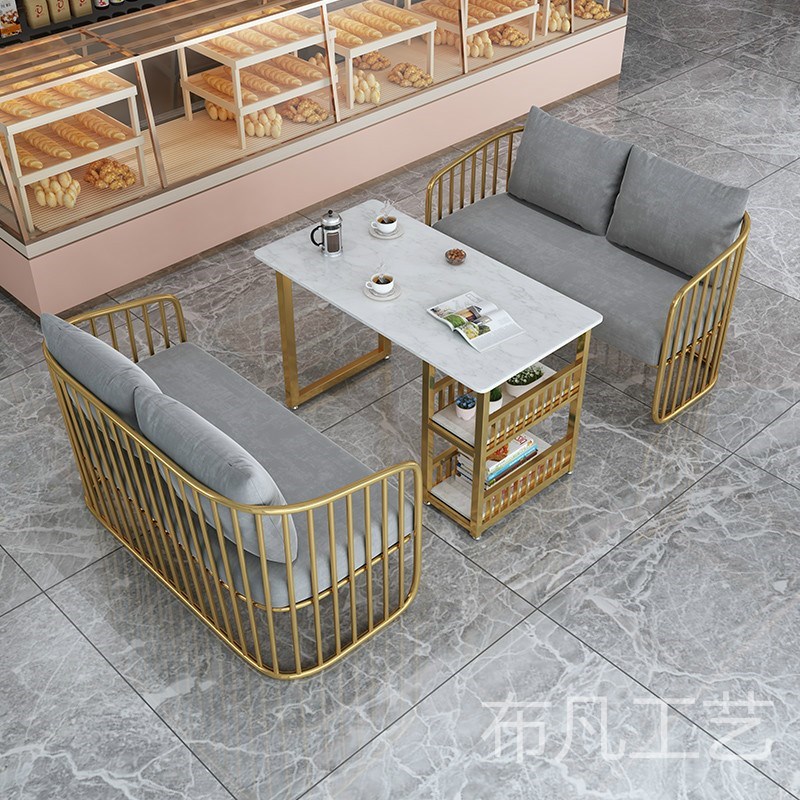 甜品奶茶店接待室桌椅咖啡厅洽谈休息区沙发人简约休闲卡座