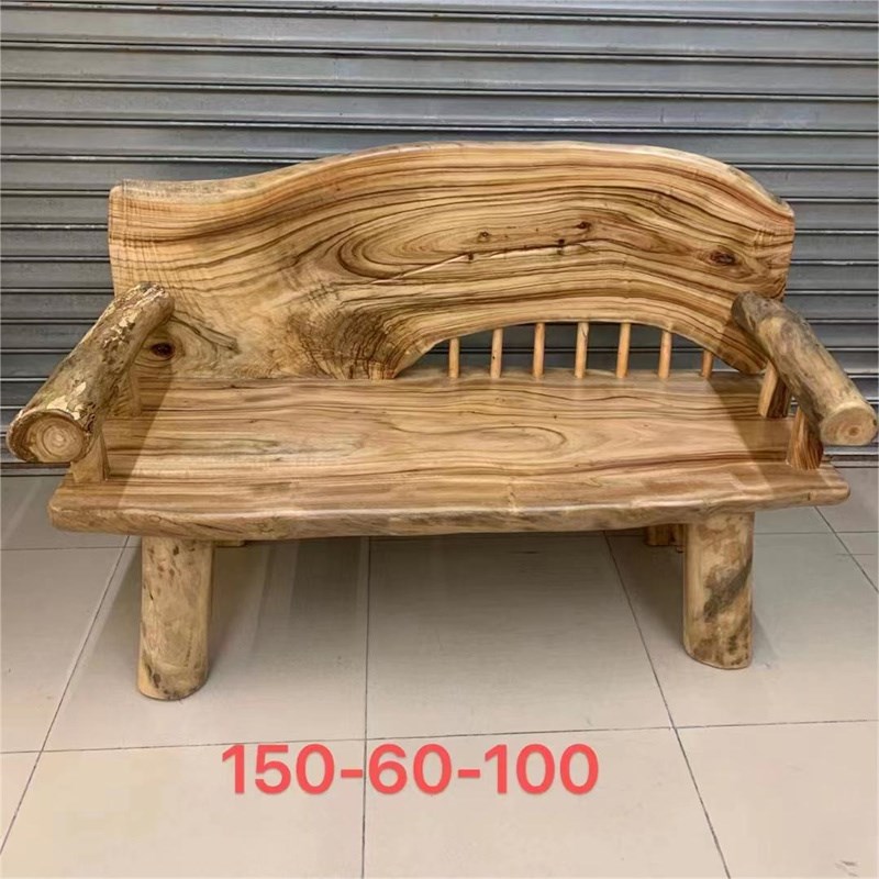 原生态实木三人沙发香樟木异形独板民宿客厅小户型沙发茶几