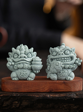 可爱治愈系小貔貅一对茶宠摆件创意瑞兽年年有鱼盆栽微景观装饰品