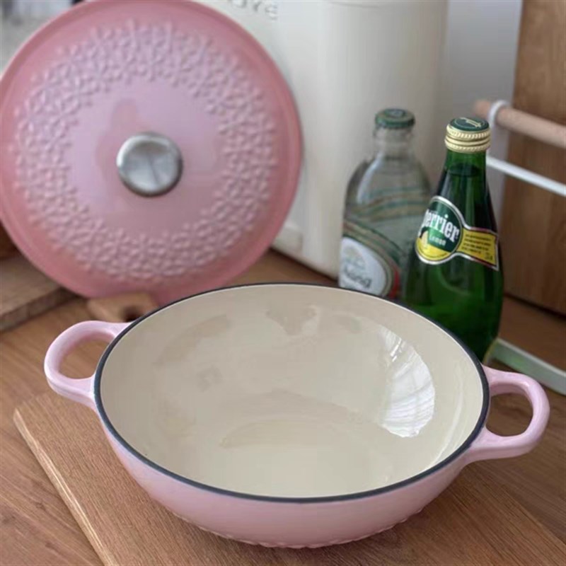 QULENO千乐欧铸铁珐琅锅22妈咪锅海鲜锅小炒锅浅炖锅不挑灶具