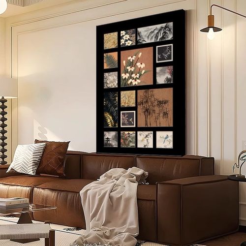 中古风百联客厅装饰画法式复古沙发背景墙壁画高级感入户玄关挂画