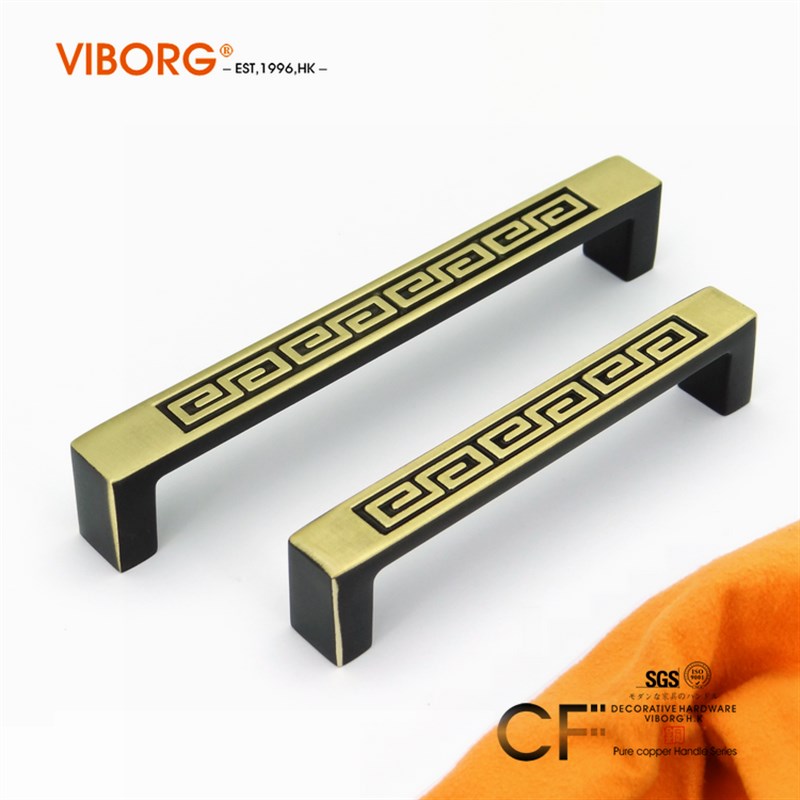 域堡 欧式雕花橱柜衣柜拉环门把手简约复古古铜中式抽屉拉手