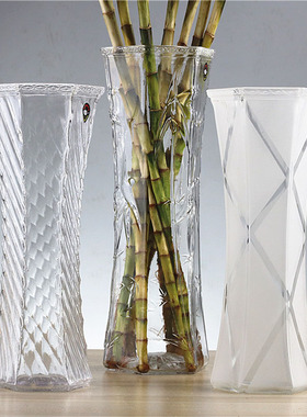 玻璃大号厘米透明高40cm插花银柳富贵竹35圆柱花瓶直筒落地玻璃