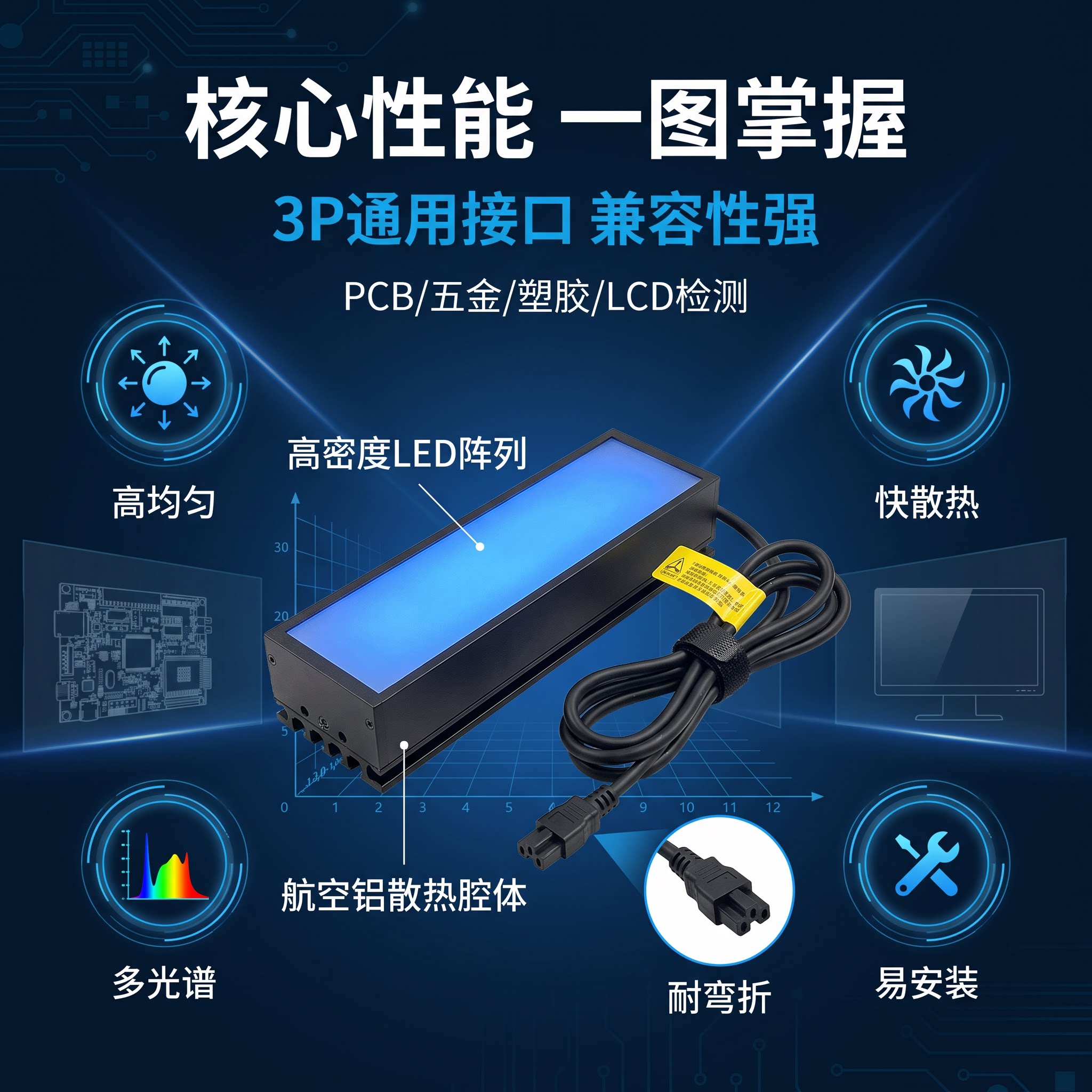 24VDC常亮条形冷白光视觉光源图片
