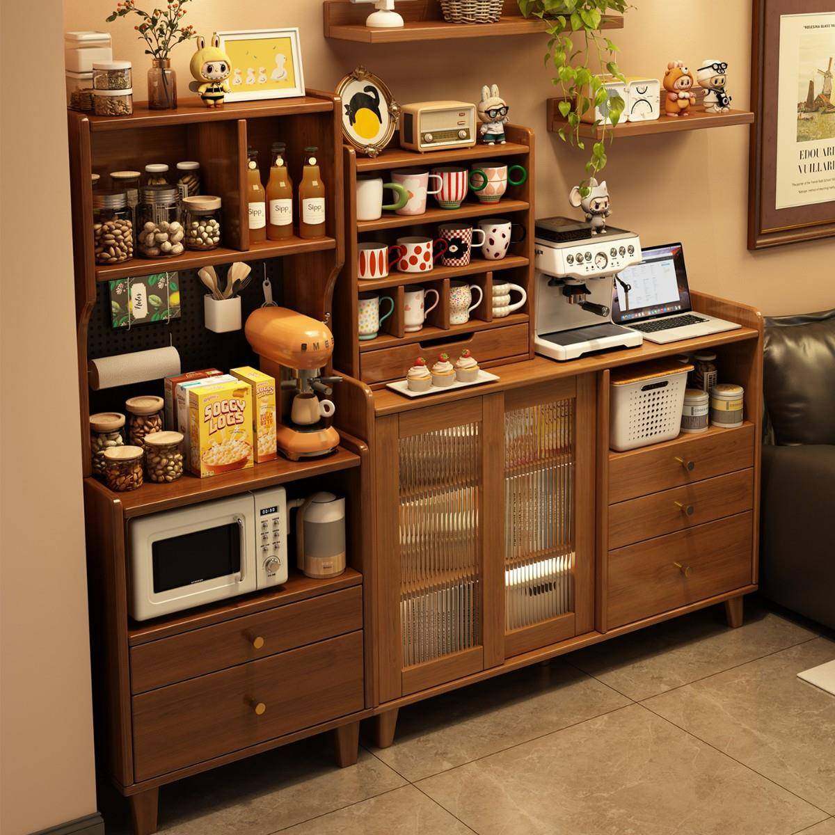 餐边柜客厅置物柜收纳柜家用中古风茶水柜厨房边柜靠墙一体储物柜,电子元器件市场,其它元器件,淘宝优惠券,粉丝福利购,淘宝优惠卷