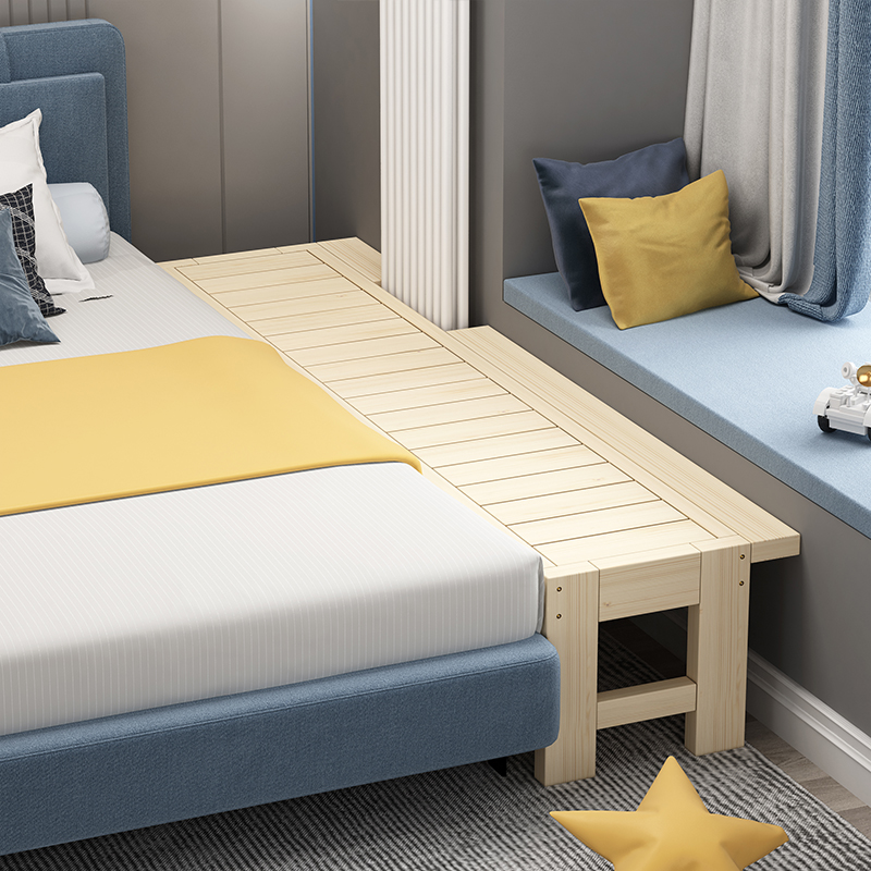 儿童实木加宽床拼接床简易床异形定制大床边床松木无漆床