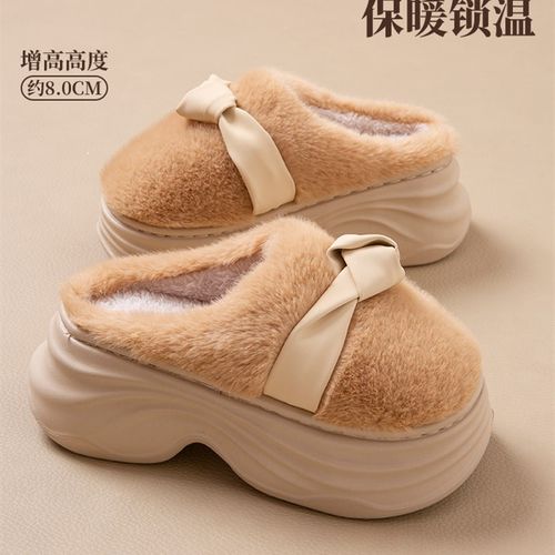 8.0厚底增高棉拖鞋女2025新款秋冬季室内家居防滑保暖毛毛绒拖鞋