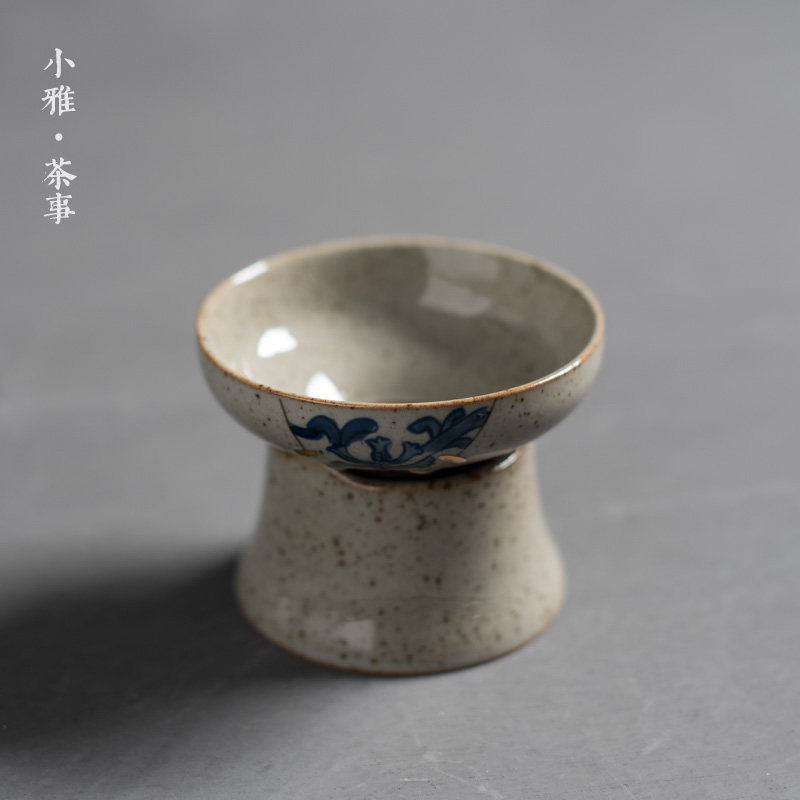陶瓷茶漏仿古粗陶茶滤 茶托茶漏组茶道配件功夫茶具配件过滤网