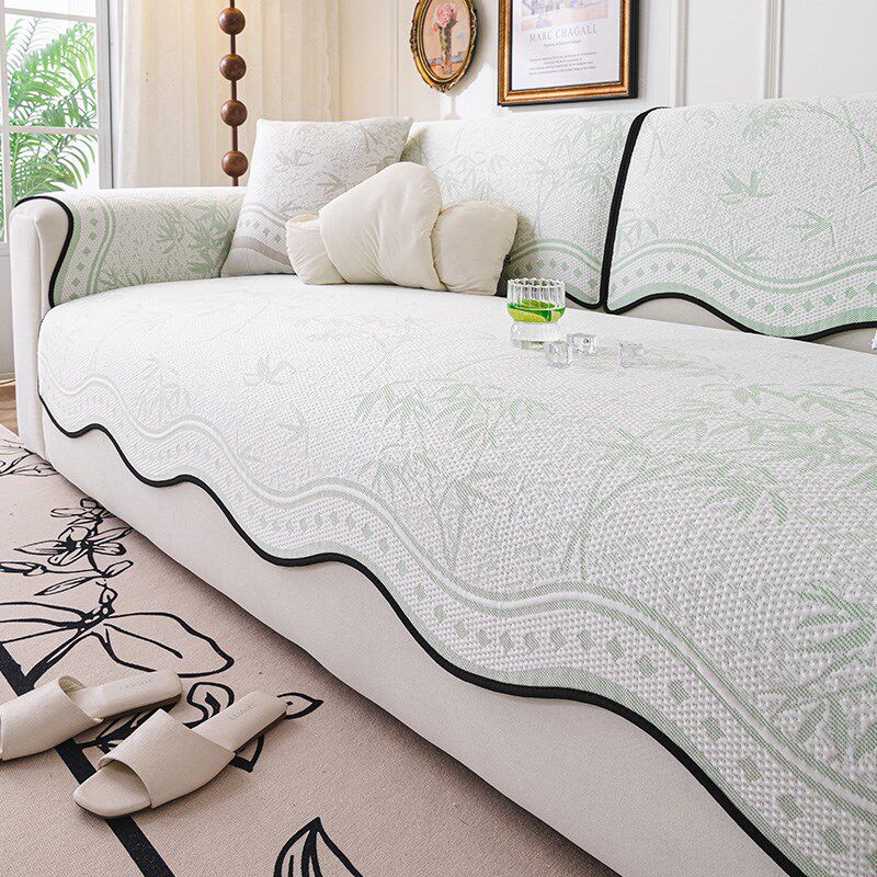 夏季凉感冰丝沙发垫2025新款异形一片式沙发盖布防滑直排坐垫夏天