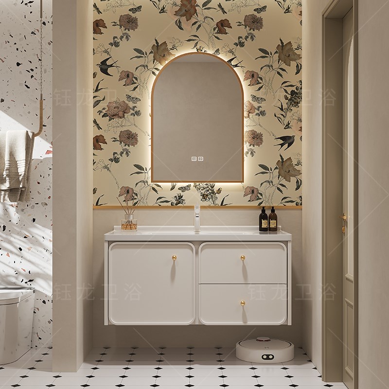 现代简约浴室柜组合陶瓷一体盆卫生间小户型洗手面盆洗脸盆柜组合