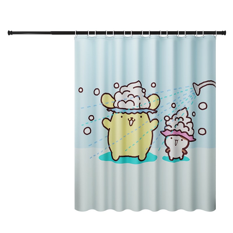 布丁狗浴帘洗澡隔断帘装免打孔浴室宿舍隔水帘防水防霉卡通可爱