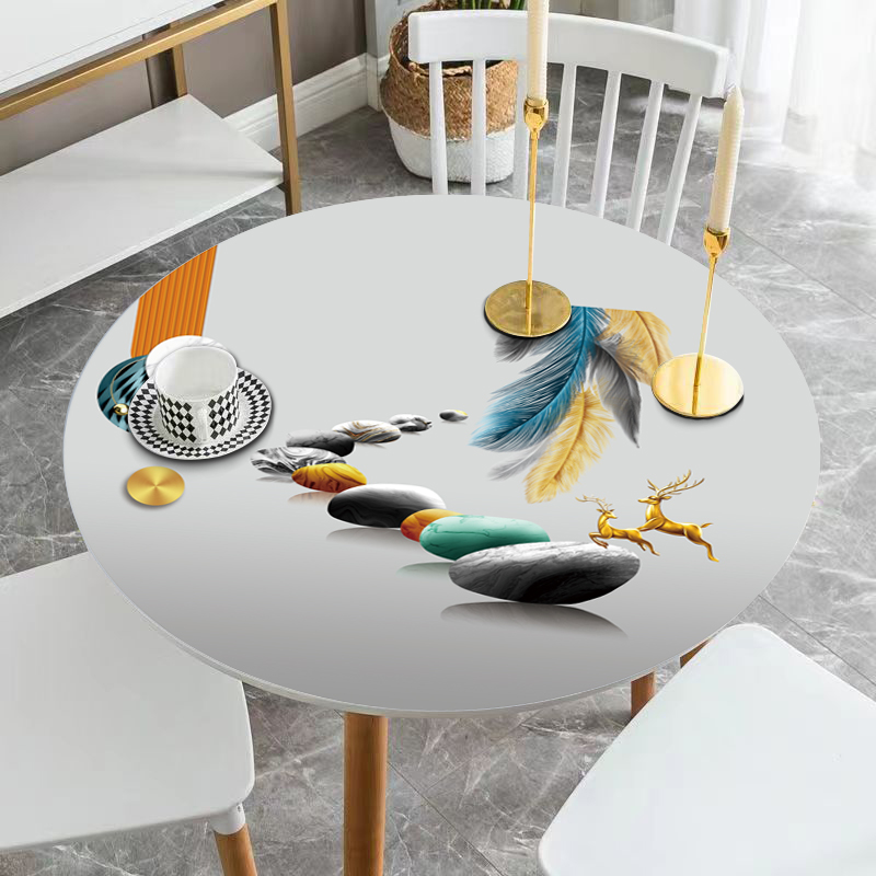 圆桌桌布防水防油防烫桌布简约现代pvc3D印花免洗易打理加厚盖布