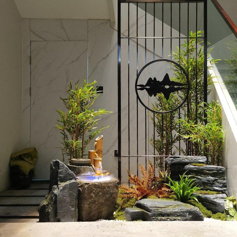 庭院流水摆件活水聚财酒店办公室茶室高级感造景装饰落地招财摆件