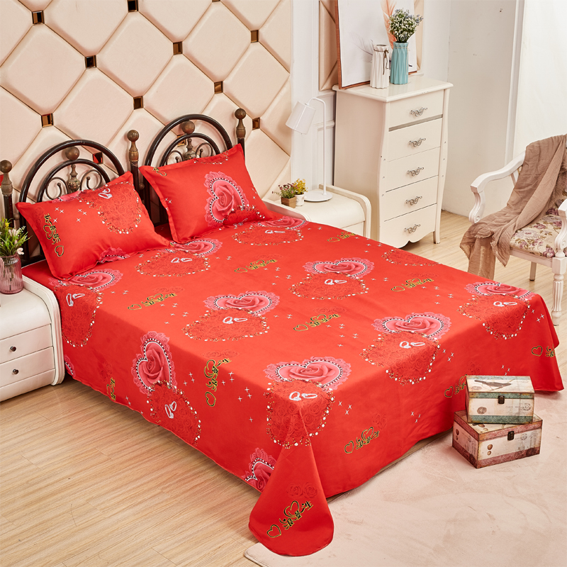 大红色床单单件加大1.8米床冬季加厚磨毛1.5m床婚庆双人结婚被单