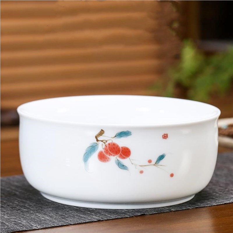 陶瓷茶洗时尚烟灰缸大尺码 家用客厅中式覆古 桌面果皮垃圾茶渣水