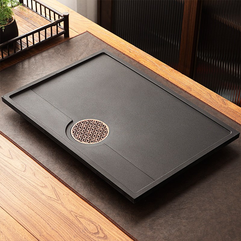 雅辞坊整块纯石茶盘202新款家用排水茶托盘茶具装办公室泡茶台