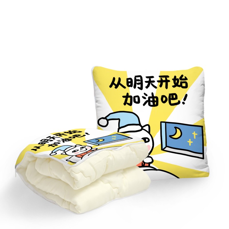 猪傻傻抱枕被抱枕毯必易文创卡通棉麻法兰绒靠垫保暖办公室午睡