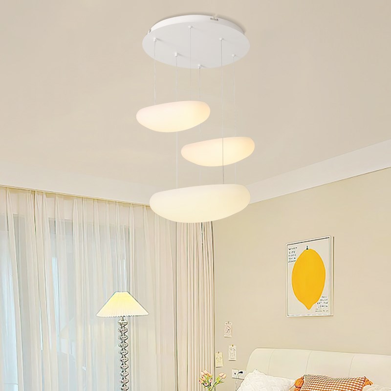 简约风鹅卵石楼梯间长吊灯现代奶油复式公寓客厅灯挑空loft高级感