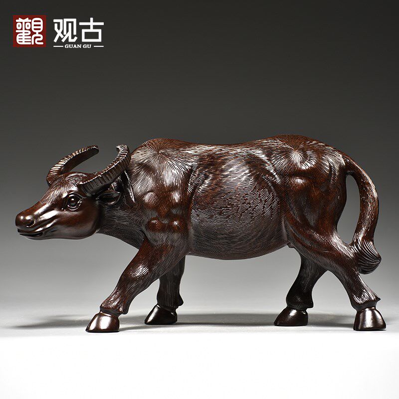 木头水牛摆件实木质雕刻十二生肖牛气冲天木制吉祥物装饰工艺品