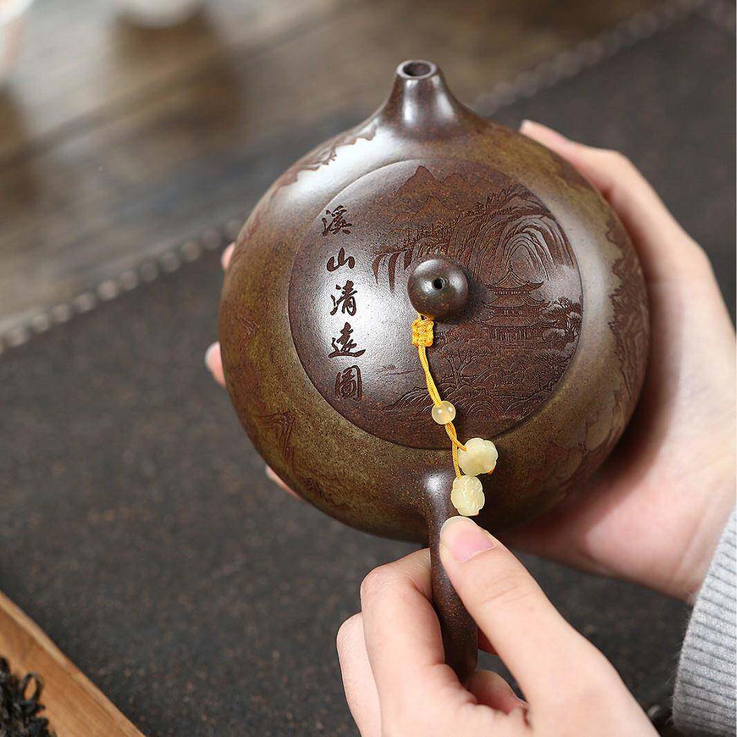 分兴销宜紫砂壶茶手工制作原矿沉香泥ZHIFU-18柴烧关山西施大容泡
