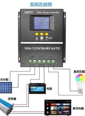 MPPT太阳能控器KSF122V36V4制8V太阳能光伏板4控制器铅V酸锂电通