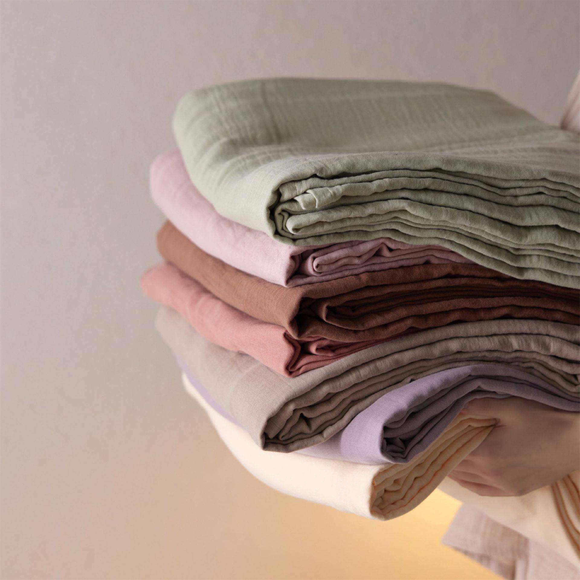 母婴类全棉双层皱皱A纱床单单件纯0棉1笠0纯GDG78888色床单双人床