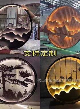 厂壁家古铜形镂空金属铝雕花屏风铝艺浮雕镂圆空花格铝板DSP-3000