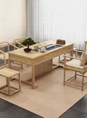 中白蜡木1米8茶桌茶台实木茶桌椅组合新茶空间泡桌茶20201005式茶