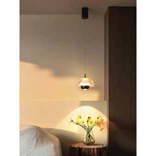 ?新款触摸感应花苞灯可升降卧室床头吊灯意式极简感餐厅吧台