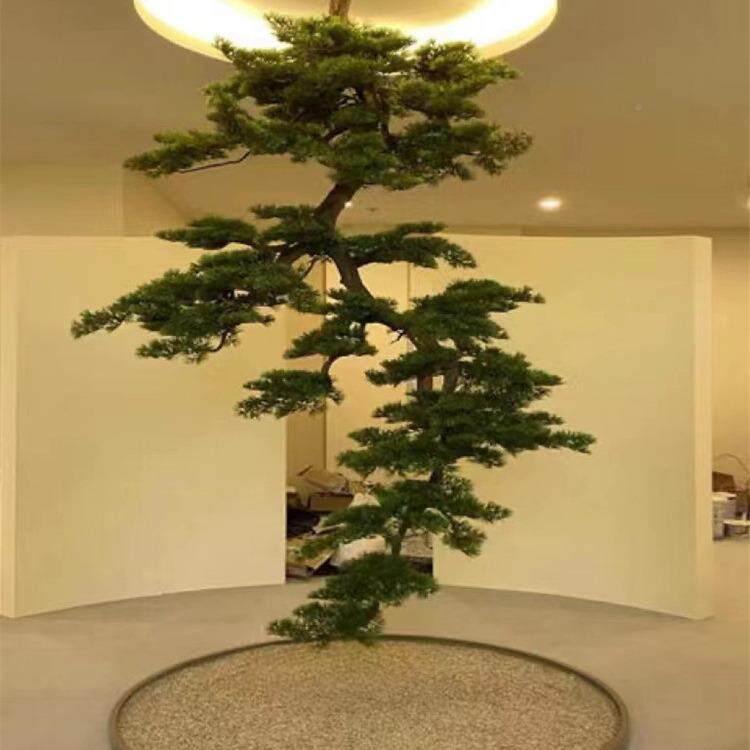 AL684190新款倒挂垂窗吊松悬挂造仿真迎客松悬式仿真植物橱茶挂室