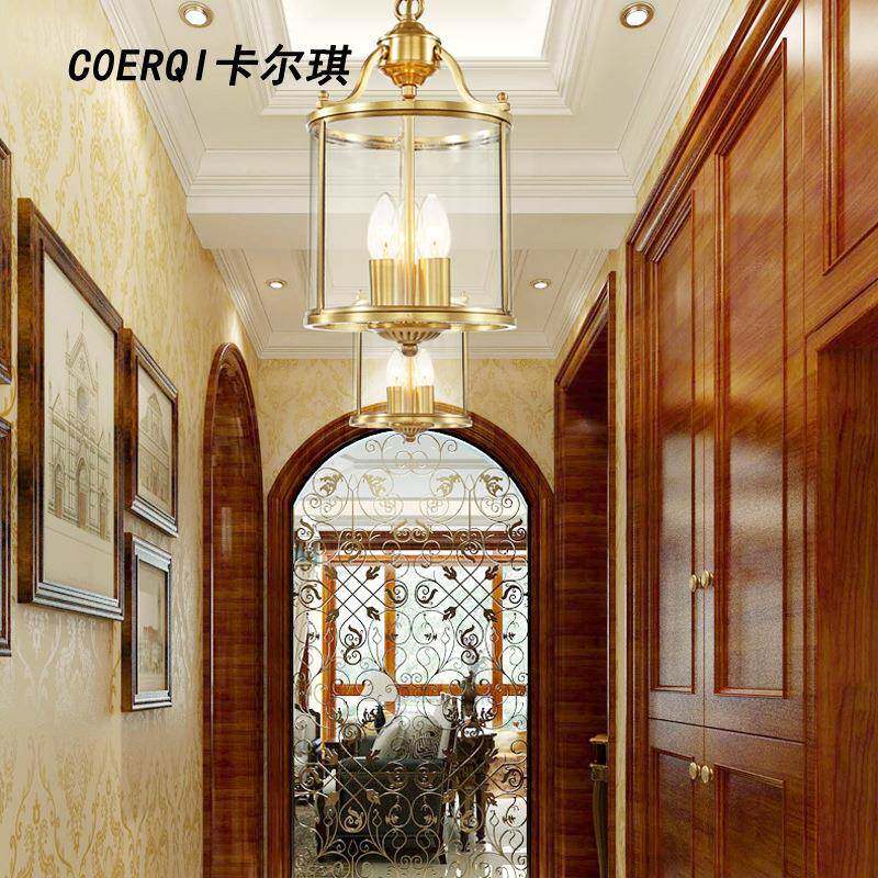 BD3003-3吧台玄关吊过道灯美式乡村简约全铜餐小厅灯书房阳台吊灯