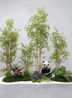 新中式竹子断屏风植细水毛ZZ004假竹子竹造景绿酒店装隔饰