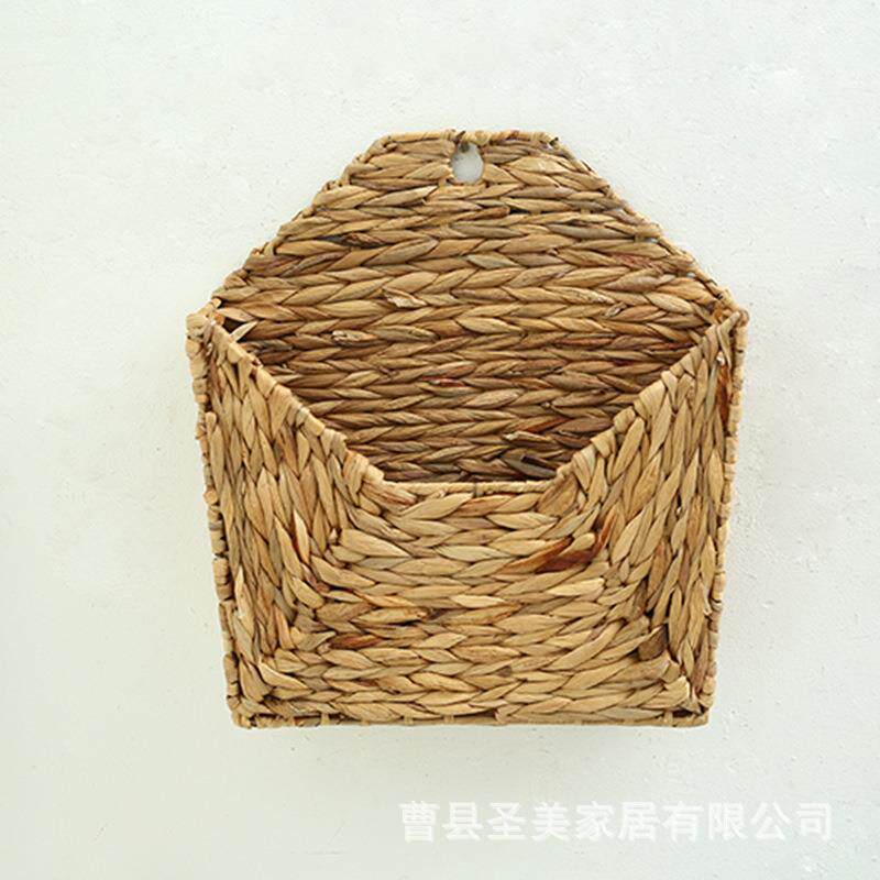 壁挂式收纳水VNX筐编胡芦草编织墙上书架壁挂式文件夹挂墙草草编