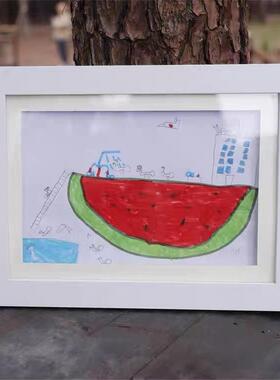 跨境销翻盖木收纳存热储式儿童制画框可放150儿张20230220童画纸