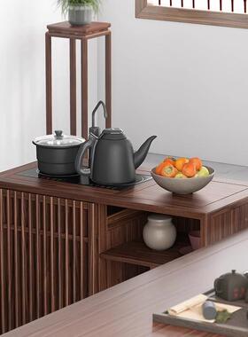 新中客式ZIX老木餐边柜茶桌边收柜餐边实木烧水柜厅办公茶壶纳榆