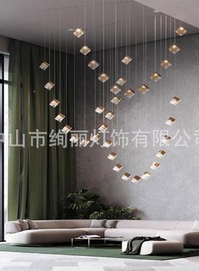 计师lo设t创意冰块床灯头橱窗餐厅吧台吊楼梯吊灯挑空86554复式楼